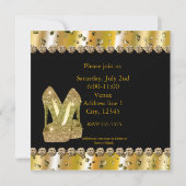 Gouden glitter hoge hakken verjaardagsfeestje uitn kaart (Achterkant)