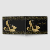 Gouden Glitter Hoge Heel Schoen Gastboek Gastenboek (Volledig)