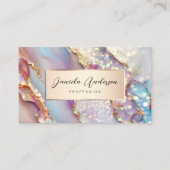 Gouden Glitter Holografische Opal Textures QR-code Visitekaartje (Voorkant)