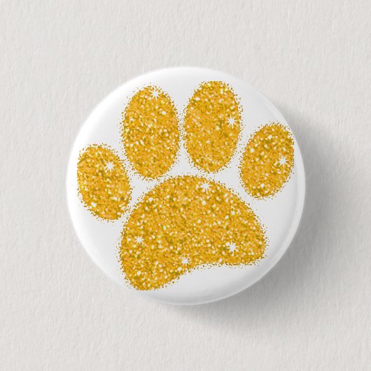 Gouden Glitter Hond Pawprint Ronde Button 3,2 Cm (Voorkant)
