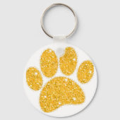 Gouden Glitter Hond Pawprint Sleutelhanger (Voorkant)