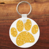 Gouden Glitter Hond Pawprint Sleutelhanger (Voorkant)