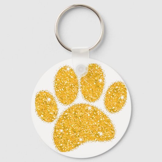 Gouden Glitter Hond Pawprint Sleutelhanger (Achterkant)
