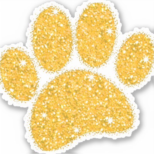 Gouden Glitter Hond Pawprint Sticker (Voorkant)