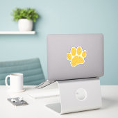 Gouden Glitter Hond Pawprint Sticker (Laptop op bureau)