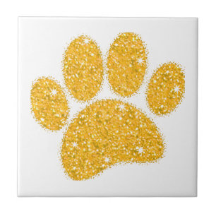 Gouden Glitter Hond Pawprint Tegeltje