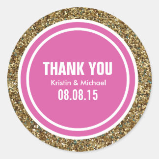 Gouden Glitter Hot Pink Custom Bedankt Label