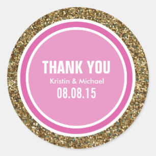 Gouden Glitter & Hot Pink Dank u Label