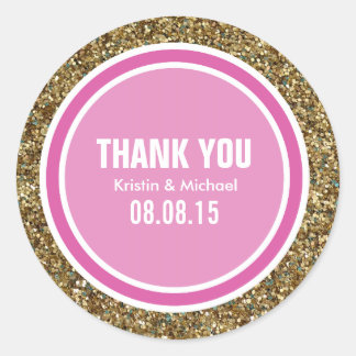Gouden Glitter & Hot Pink Dank u Label