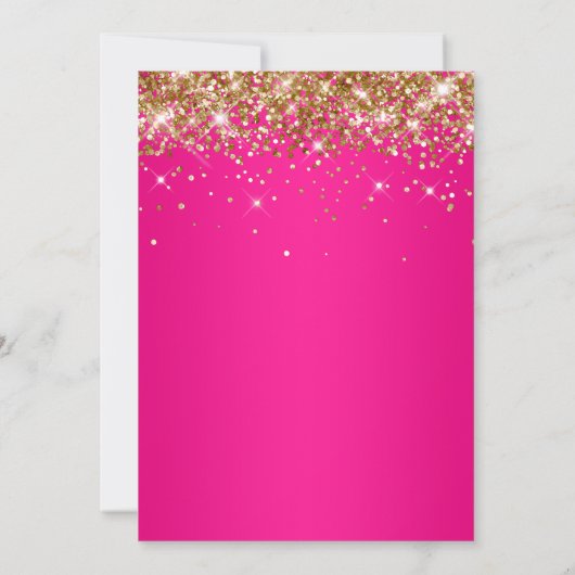 Gouden Glitter Hot Pink Ombre Quinceañera Kaart (Achterkant)