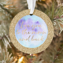 Gouden glitter hou van je naar de maan waterverf ornament