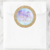 Gouden glitter hou van je naar de maan waterverf ronde sticker (Tas)