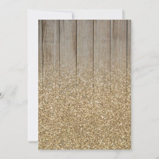 Gouden Glitter Hout Bloemen Chalkboard Brunch Bubb Kaart (Achterkant)