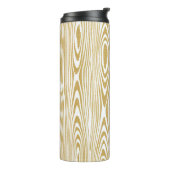 Gouden Glitter Houten Ringen Witte Achtergrond Thermosbeker (Gedraaid links)