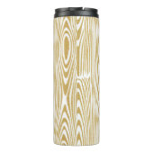 Gouden Glitter Houten Ringen Witte Achtergrond Thermosbeker (Achterkant)