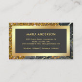 Gouden Glitter Houtskool Grijs Marmeren Make-up Ar Visitekaartje (Achterkant)