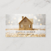 Gouden Glitter Huis Schoonmaak Diensten Huishoudin Visitekaartje (Voorkant)