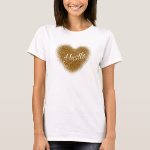 Gouden Glitter HUSTLE Hart Glamour Tank Top T-shir