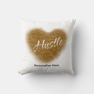 Gouden Glitter HUSTLE Hart Glamour Worp Kussen