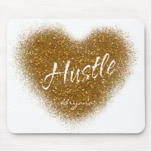 Gouden Glitter HUSTLE Hart Persoonlijke Muismat