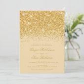 Gouden Glitter Huwelijksuitnodigingen Kaart (Staand voorkant)
