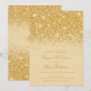 Gouden Glitter Huwelijksuitnodigingen Kaart