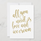 Gouden Glitter Ice Cream Bruids Douche Uitnodiging (Voorkant)