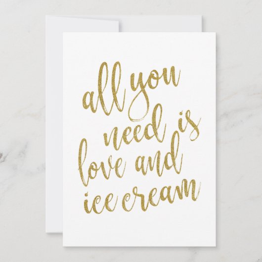 Gouden Glitter Ice Cream Bruids Douche Uitnodiging (Voorkant)