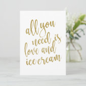 Gouden Glitter Ice Cream Bruids Douche Uitnodiging (Staand voorkant)