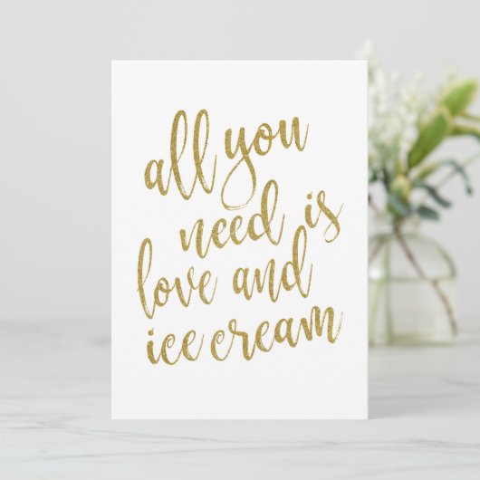 Gouden Glitter Ice Cream Bruids Douche Uitnodiging (Staand voorkant)