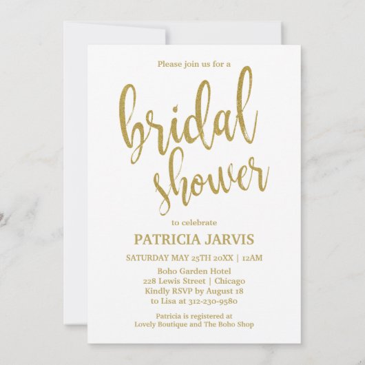 Gouden Glitter Ice Cream Bruids Douche Uitnodiging (Achterkant)