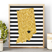Gouden Glitter Indiana State Zwart-wit Strepen Poster
