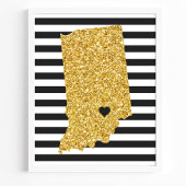 Gouden Glitter Indiana State Zwart-wit Strepen Poster