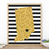 Gouden Glitter Indiana State Zwart-wit Strepen Poster