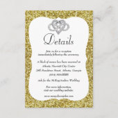 Gouden Glitter Infinity Hart Bruiloft Details Informatiekaartje (Voorkant)