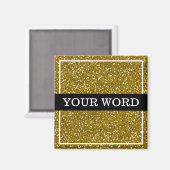Gouden Glitter Inspirerend Een woord Magneet (Voorkant / Achterkant)