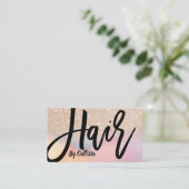Gouden Glitter Iridescent Holographic Hair Stylist Visitekaartje (Staand voorkant)