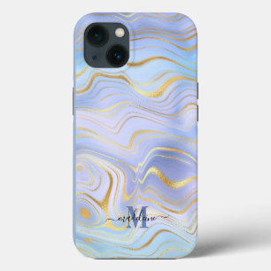 Gouden Glitter Iridescente Marmer Agaat iPhone 13 Hoesje