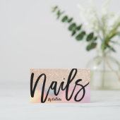 Gouden Glitter Iriserende Holografische Nail Tech Visitekaartje (Staand voorkant)