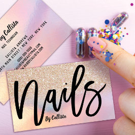 Gouden Glitter Iriserende Holografische Nail Tech Visitekaartje