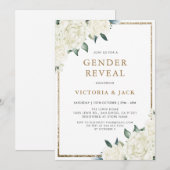 Gouden Glitter Ivoor Floral Greenery Geslacht Reve Kaart (Voorkant / Achterkant)