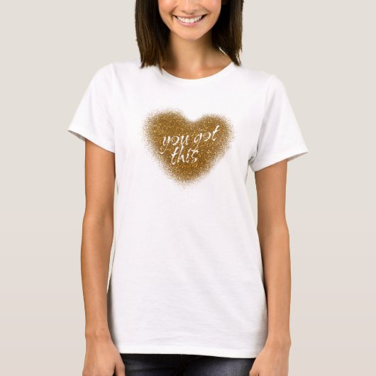 Gouden Glitter JE KAN HET Heart Tank Top T-shirt (Voorkant)