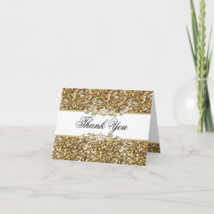 Gouden Glitter & Jewel Dankjewel Kaart