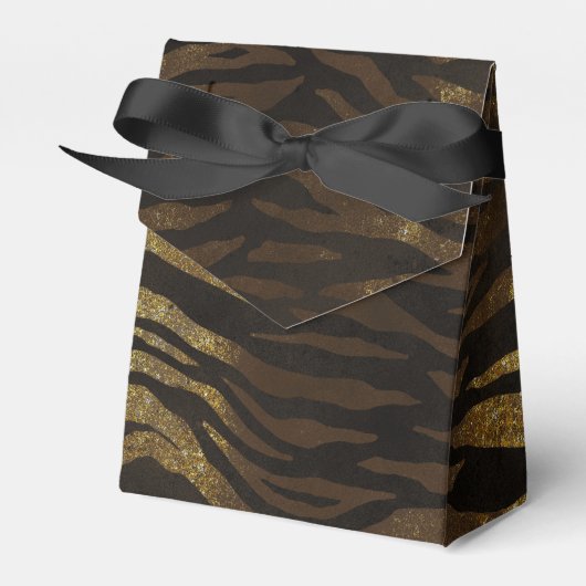 Gouden Glitter Jungle Tijger Bedankdoosjes (Voorkant Zijde)