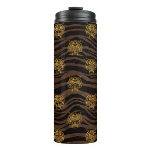 Gouden glitter jungle tijger patroon thermosbeker