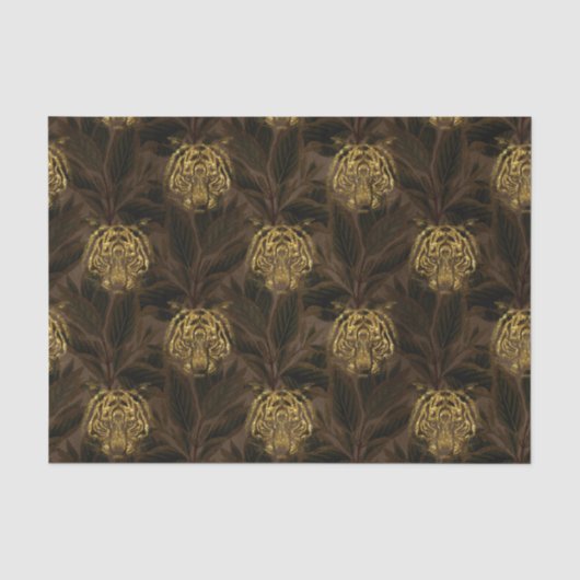 Gouden glitter jungle tijger patroon tissuepapier (Voorkant)