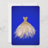 Gouden Glitter Jurk Royal Blue Vrijgezellenfeest Kaart (Achterkant)