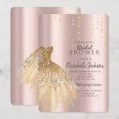 Gouden Glitter Jurk Royse Goud Vrijgezellenfeest Kaart (Voorkant / Achterkant)