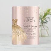 Gouden Glitter Jurk Royse Goud Vrijgezellenfeest Kaart (Staand voorkant)