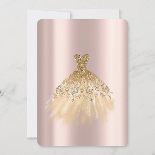 Gouden Glitter Jurk Royse Goud Vrijgezellenfeest Kaart (Achterkant)